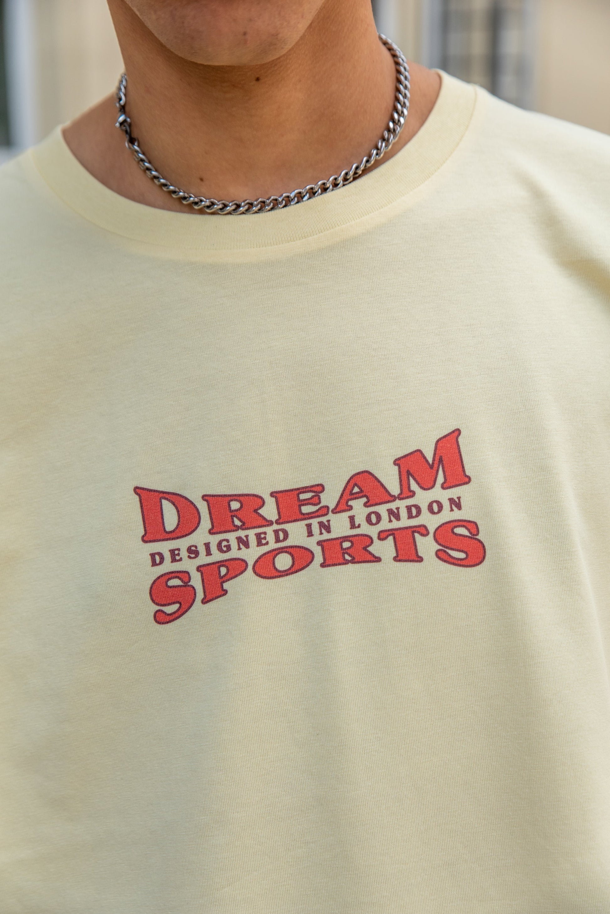 Short Sleeved T-shirt in Butter With Dream Sports Print-2