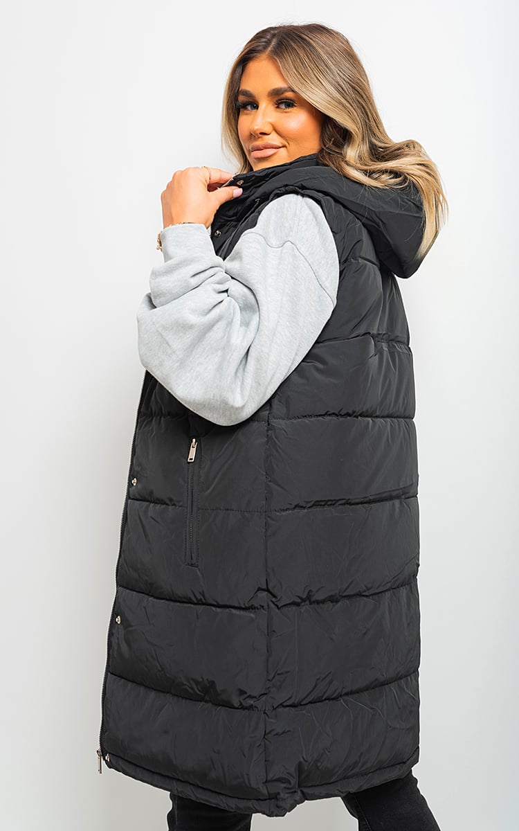 Midi Longline Padded Puffer Sleeveless Gilet-4