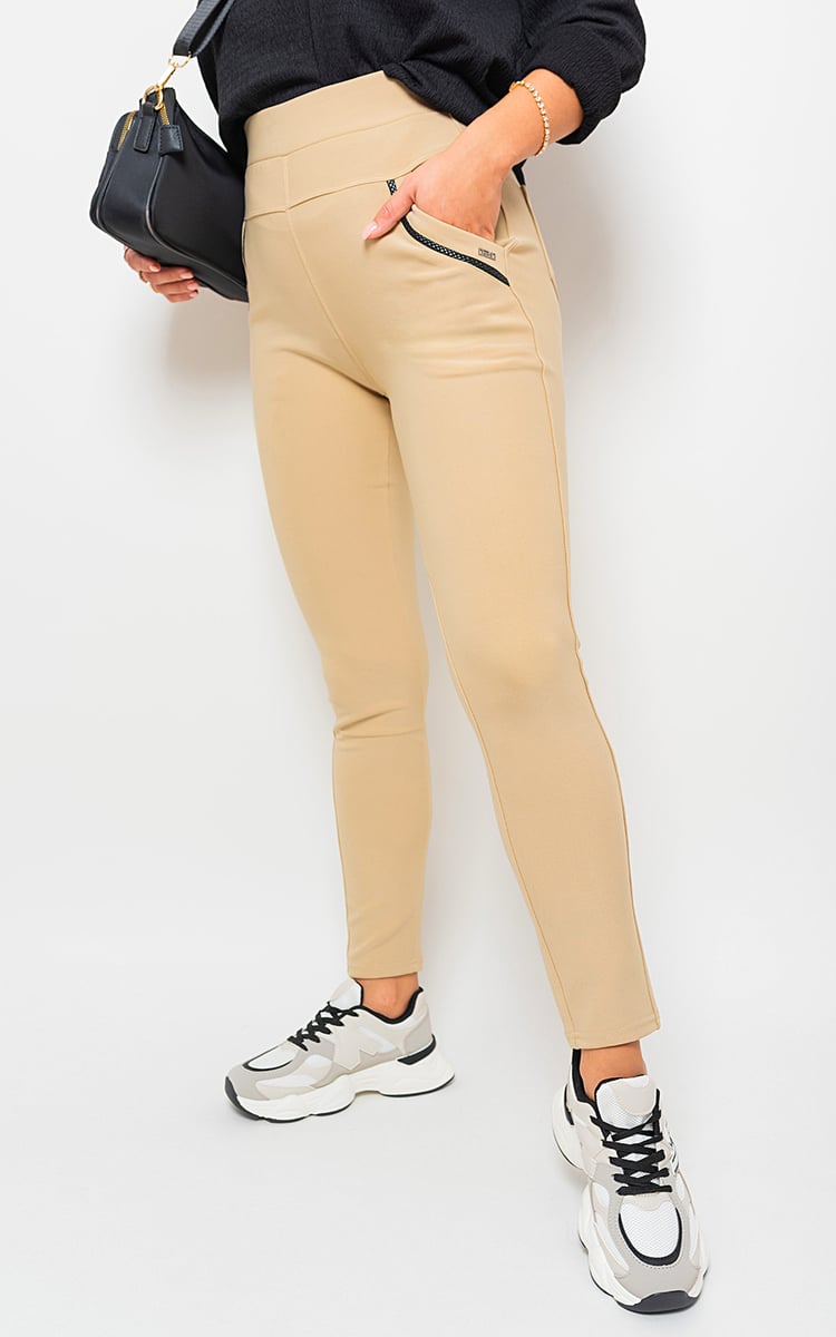 High Waist Double Band Pocket Leggings-8