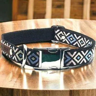 Personalised Cotton Dog Collar: Sapphire Elegance-0